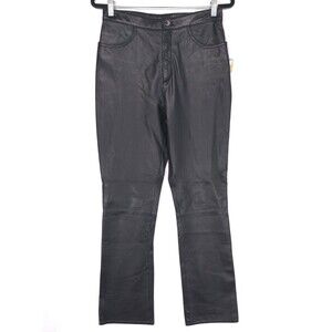 NWT Rem Garson Size 8 Pants Women’s GENUINE LEATHER Black Bootcut 90s VINTAGE